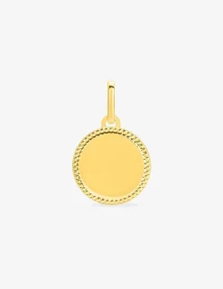Pendentif jeton fantaisie or jaune 750 ‰ 12 x 18 mm SO OR