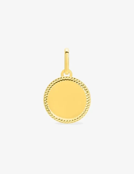 Pendentif jeton fantaisie or jaune 750 ‰ 12 x 18 mm SO OR