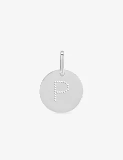 Pendentif jeton initiale P percée argent 925‰ rhodié SO OR
