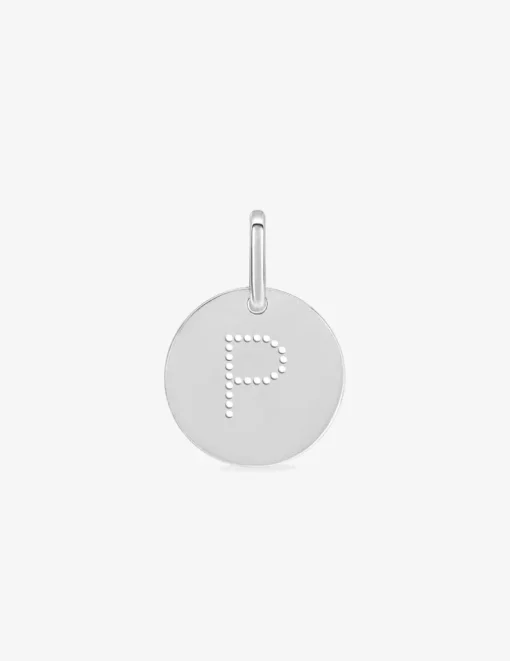 Pendentif jeton initiale P percée argent 925‰ rhodié SO OR