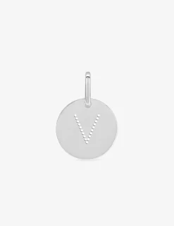 Pendentif jeton initiale V percée argent 925‰ rhodié SO OR