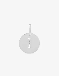 Pendentif jeton initiale I percée argent 925‰ rhodié SO OR