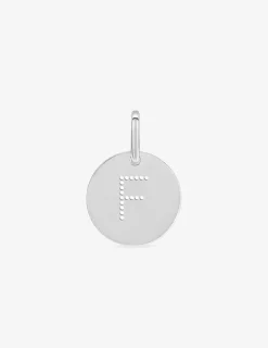 Pendentif jeton initiale F percée argent 925‰ rhodié SO OR