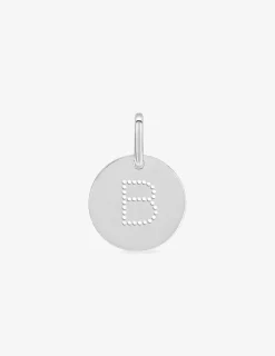 Pendentif jeton initiale B percée argent 925‰ rhodié SO OR