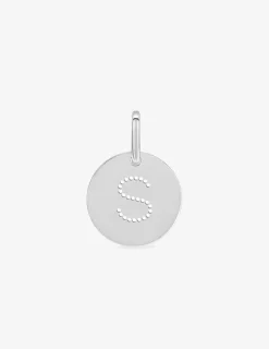 Pendentif jeton initiale S percée argent 925‰ rhodié SO OR