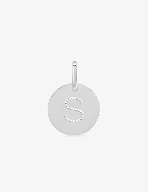 Pendentif jeton initiale S percée argent 925‰ rhodié SO OR