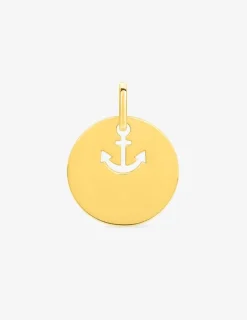Pendentif jeton motif ancre en or jaune 375 ‰ SO OR