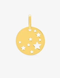 Pendentif jeton motif étoiles en or jaune 375 ‰ SO OR