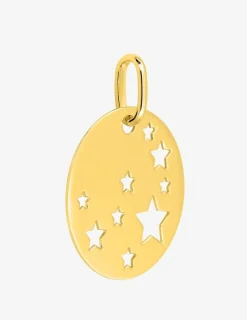 Pendentif jeton motif étoiles en or jaune 375 ‰ SO OR