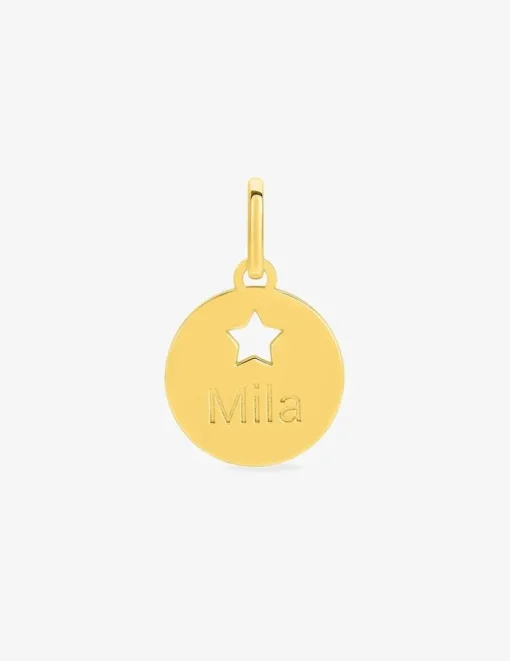 Pendentif jeton motif étoile en or jaune 375 ‰ SO OR