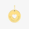 Pendentif jeton plaqué or gravé "Je t'aime maman" et cœur ajouré SO OR