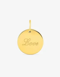 Pendentif jeton plaqué or gravé "Love" SO OR