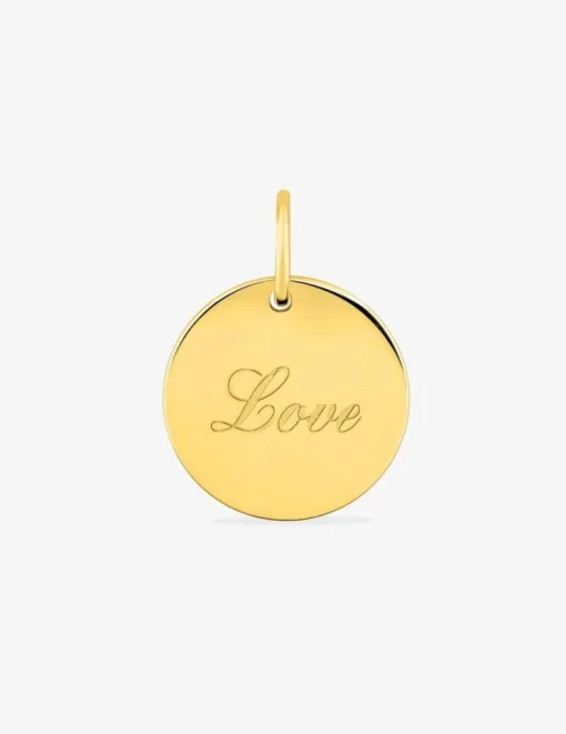 Pendentif jeton plaqué or gravé "Love" SO OR