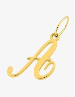 Pendentif lettre A écriture cursive plaqué or SO OR