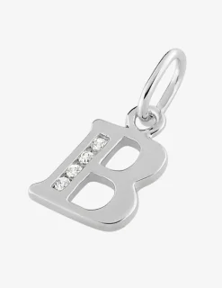 Pendentif lettre B argent 925‰ rhodié et oxydes de zirconium SO OR
