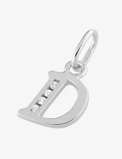 Pendentif lettre D argent 925‰ rhodié et oxydes de zirconium SO OR