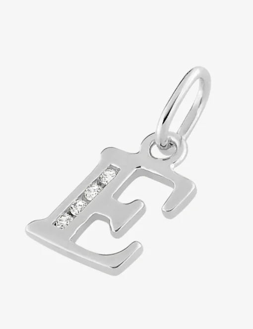 Pendentif lettre E argent 925‰ rhodié et oxydes de zirconium SO OR