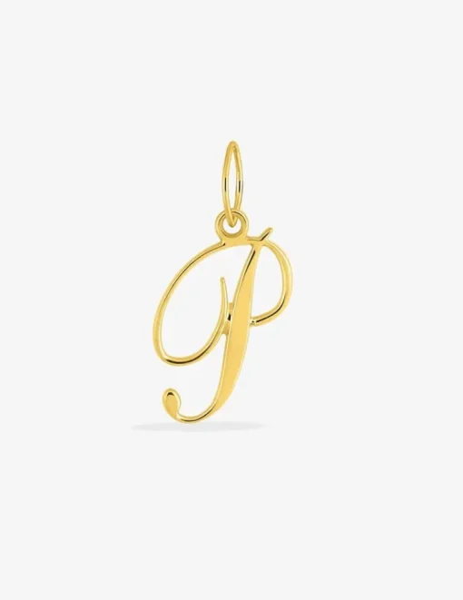 Pendentif lettre P écriture anglaise plaqué or SO OR