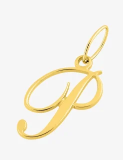 Pendentif lettre P écriture anglaise plaqué or SO OR
