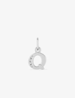 Pendentif lettre Q argent 925‰ rhodié et oxydes de zirconium SO OR