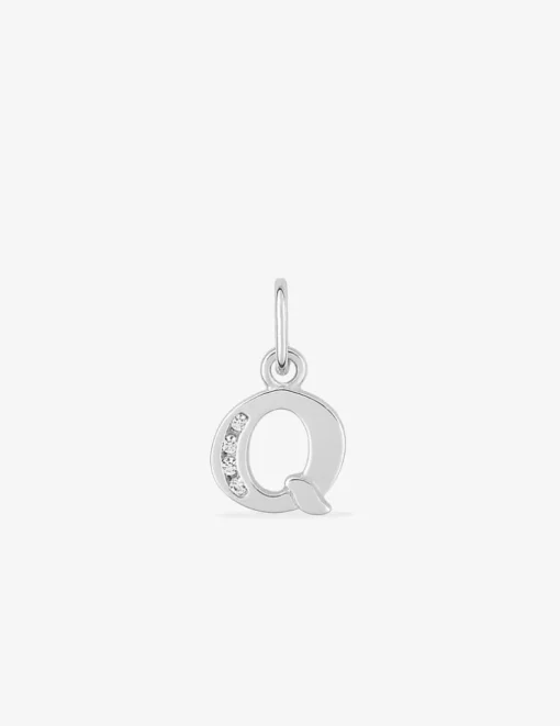 Pendentif lettre Q argent 925‰ rhodié et oxydes de zirconium SO OR