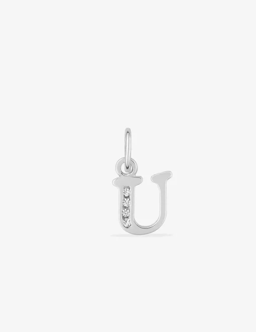 Pendentif lettre U argent 925‰ rhodié et oxydes de zirconium SO OR