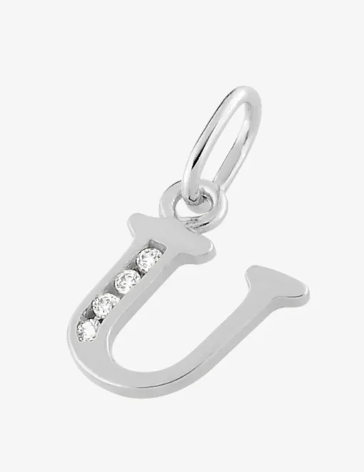 Pendentif lettre U argent 925‰ rhodié et oxydes de zirconium SO OR