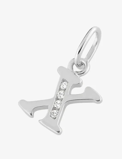 Pendentif lettre X argent 925‰ rhodié et oxydes de zirconium SO OR