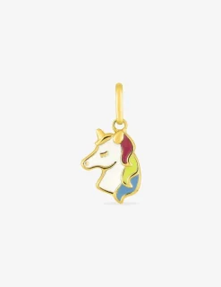 Pendentif licorne plaqué or et laque SO OR