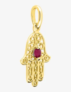 Pendentif main de Fatma or jaune 750‰ et rubis SO OR