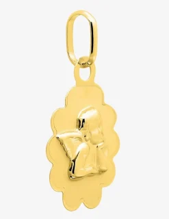 Pendentif médaille ange or jaune 750 ‰ plaque fantaisie SO OR