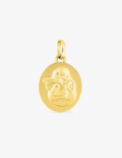 Pendentif médaille ange or jaune 750 ‰ plaque ovale SO OR