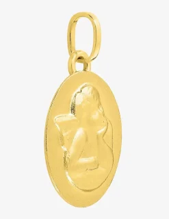 Pendentif médaille ange or jaune 750 ‰ plaque ovale SO OR