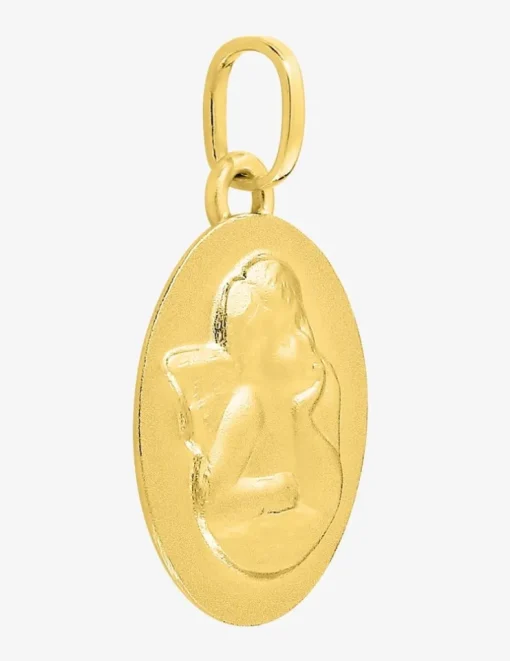 Pendentif médaille ange or jaune 750 ‰ plaque ovale SO OR