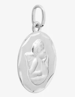 Pendentif médaille ange or blanc 750 ‰ 14 mm SO OR