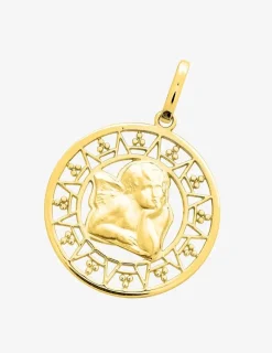 Pendentif médaille fantaise ange or jaune 750 ‰ SO OR