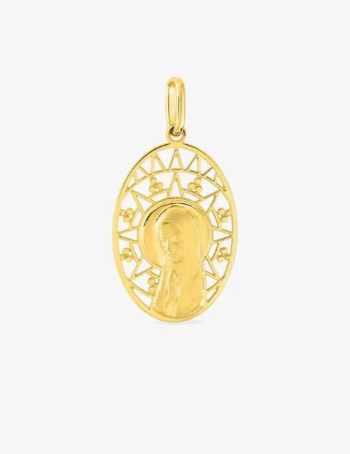 Pendentif médaille vierge or jaune 750 ‰ 14 x 25 mm SO OR
