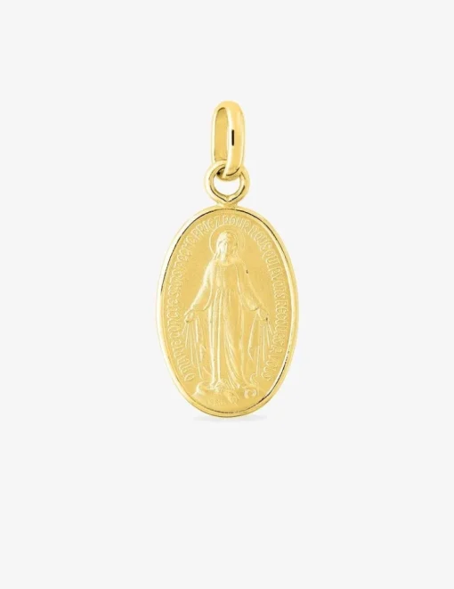 Pendentif médaille vierge miraculeuse or jaune 750 ‰ 11 x 22 mm SO OR