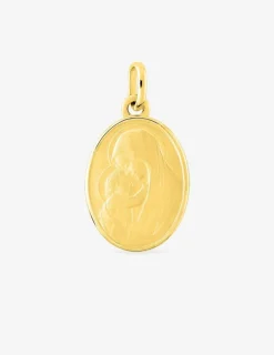 Pendentif médaille vierge à l'enfant or jaune 750 ‰ 15 x 25 mm SO OR