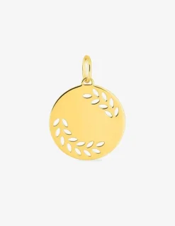 Pendentif or 750 ‰ jaune, une face à gaver et motif percé SO OR