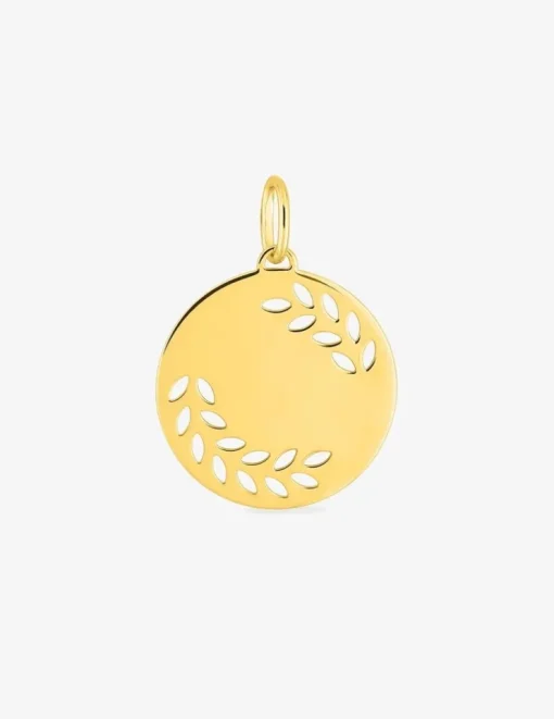 Pendentif or 750 ‰ jaune, une face à gaver et motif percé SO OR