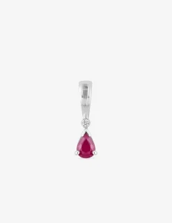 Pendentif or blanc 750 ‰ diamant 0,01 ct et rubis SO OR