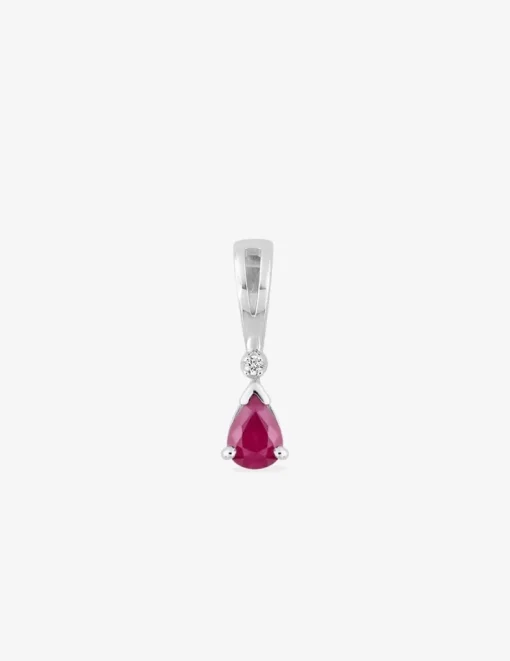 Pendentif or blanc 750 ‰ diamant 0,01 ct et rubis SO OR