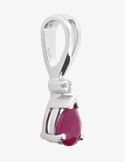 Pendentif or blanc 750 ‰ diamant 0,01 ct et rubis SO OR