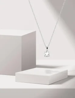 Pendentif or blanc 375 ‰ et oxyde de zirconium 4 mm SO OR