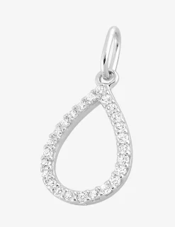 Pendentif or blanc 375 ‰ et oxyde de zirconium, style goutte SO OR