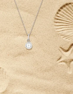 Pendentif or blanc 375‰ et perle 7 mm SO OR