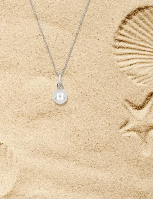 Pendentif or blanc 375‰ et perle 7 mm SO OR