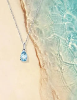 Pendentif or blanc 375‰ et topaze poire SO OR