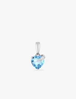 Pendentif or blanc 375‰ et topaze cœur SO OR